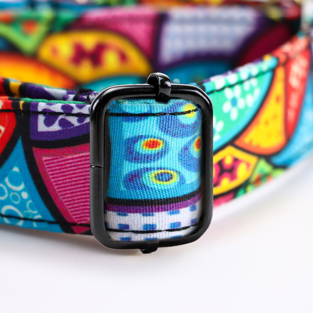 100% Cotton Martingale Dog Collar Black Dream Fantasy hardware