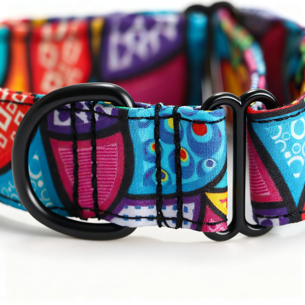100% Cotton Martingale Dog Collar Black Dream Fantasy detail