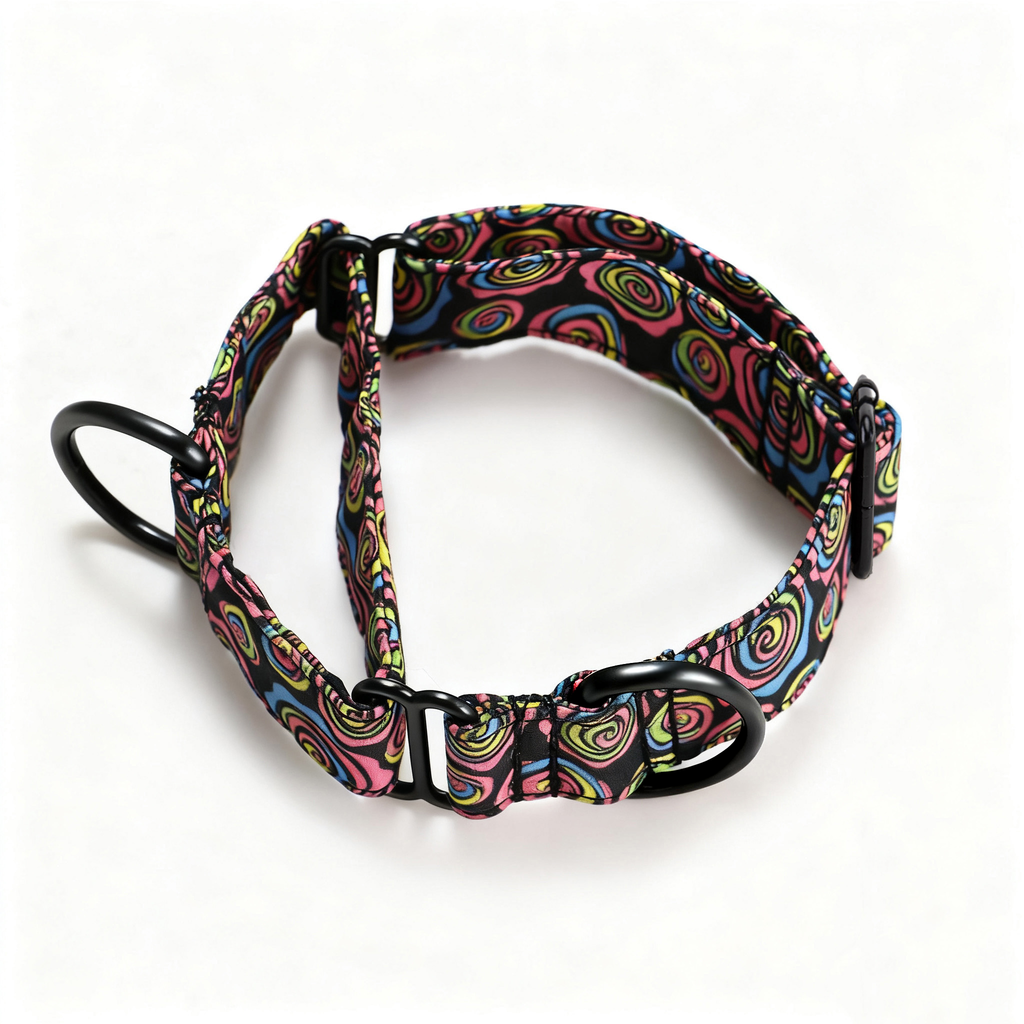 100% Cotton Martingale Dog Collar Black Roses main