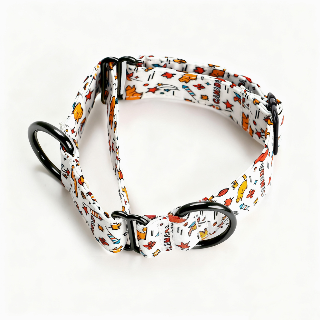 100% Cotton Martingale Dog Collar Black Love Canada main