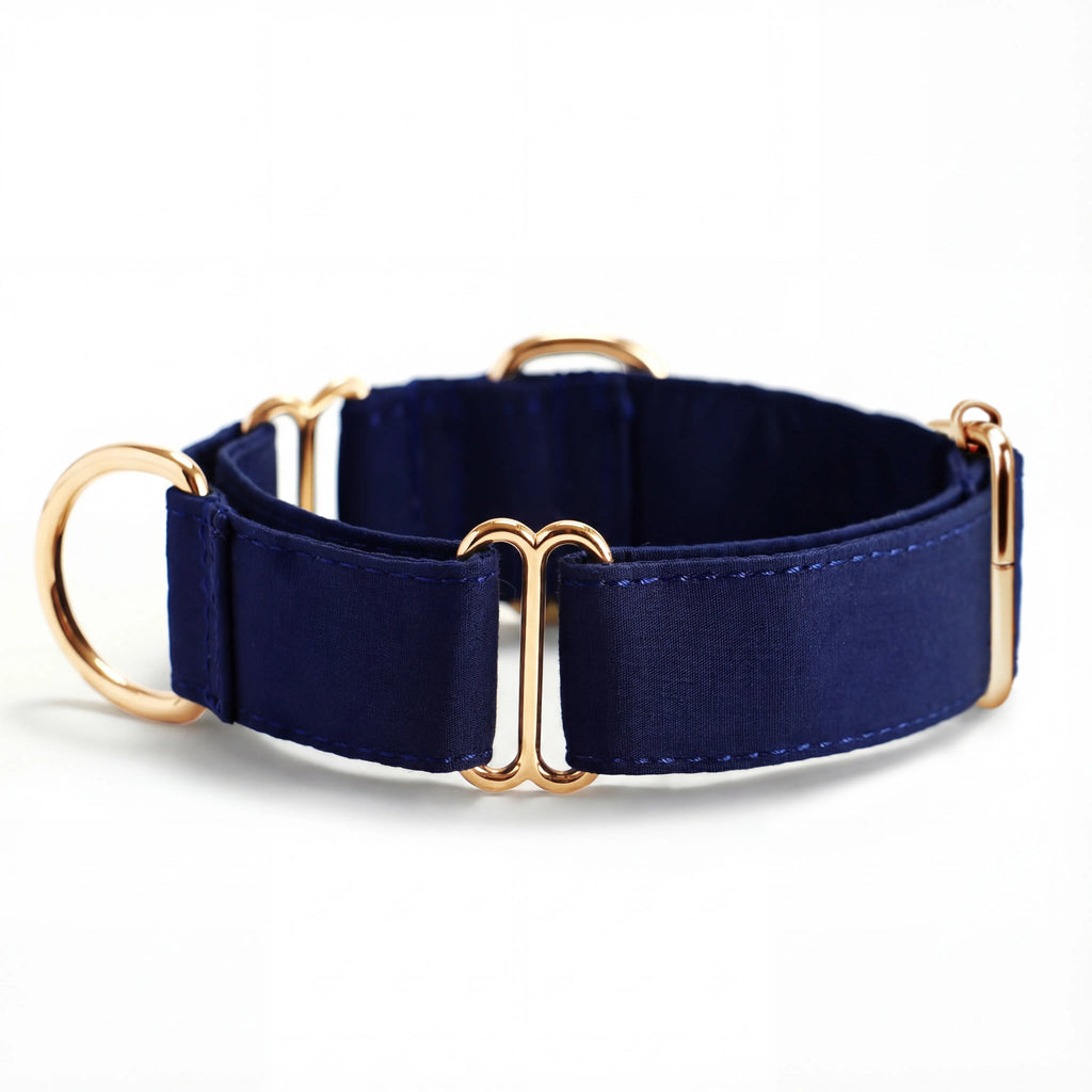 100% Cotton Martingale Dog Collar Gold Royal Blue side