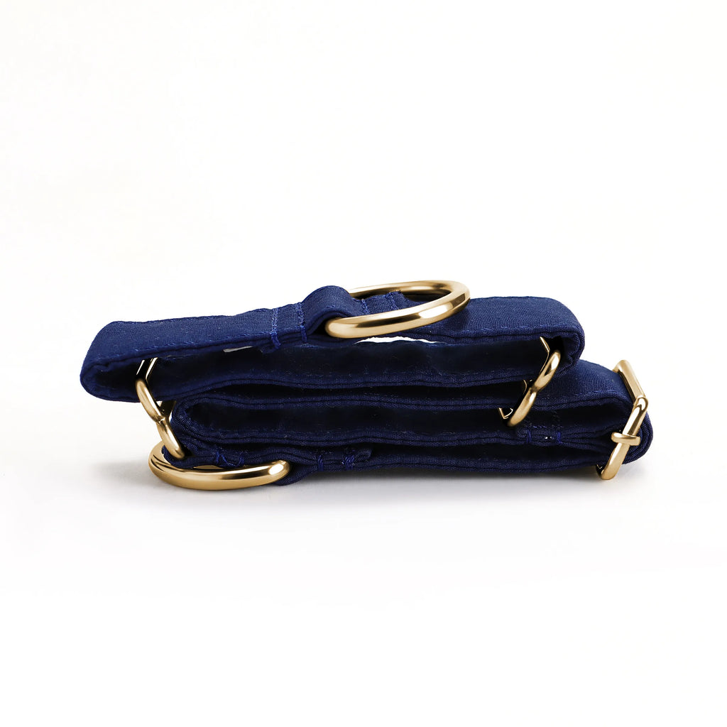 100% Cotton Martingale Dog Collar Gold Royal Blue folded
