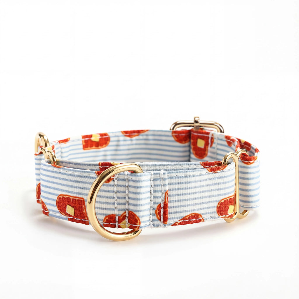 100% Cotton Martingale Dog Collar Gold Butter Waffles front