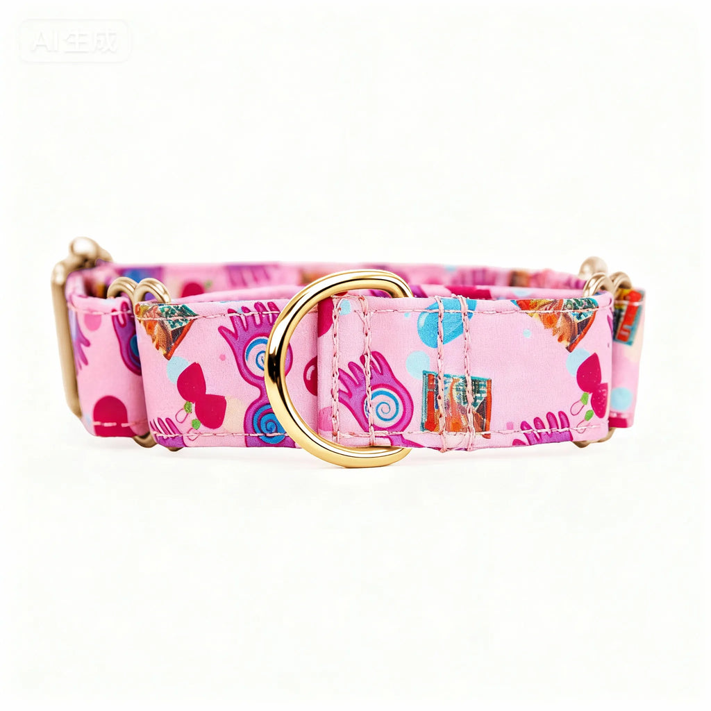 100% Cotton Martingale Dog Collar Gold Luna Lovegood front