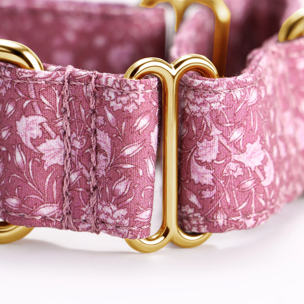 100% Cotton Martingale Dog Collar Gold Wild Tulip detail