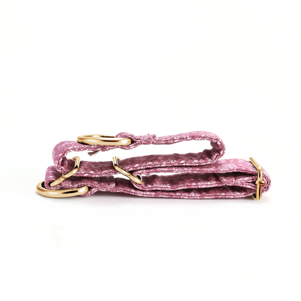 100% Cotton Martingale Dog Collar Gold Wild Tulip folded