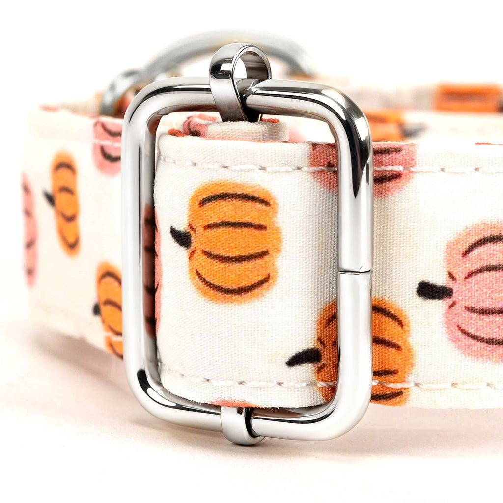 100% Cotton Martingale Dog Collar Silver Love Halloween hardware