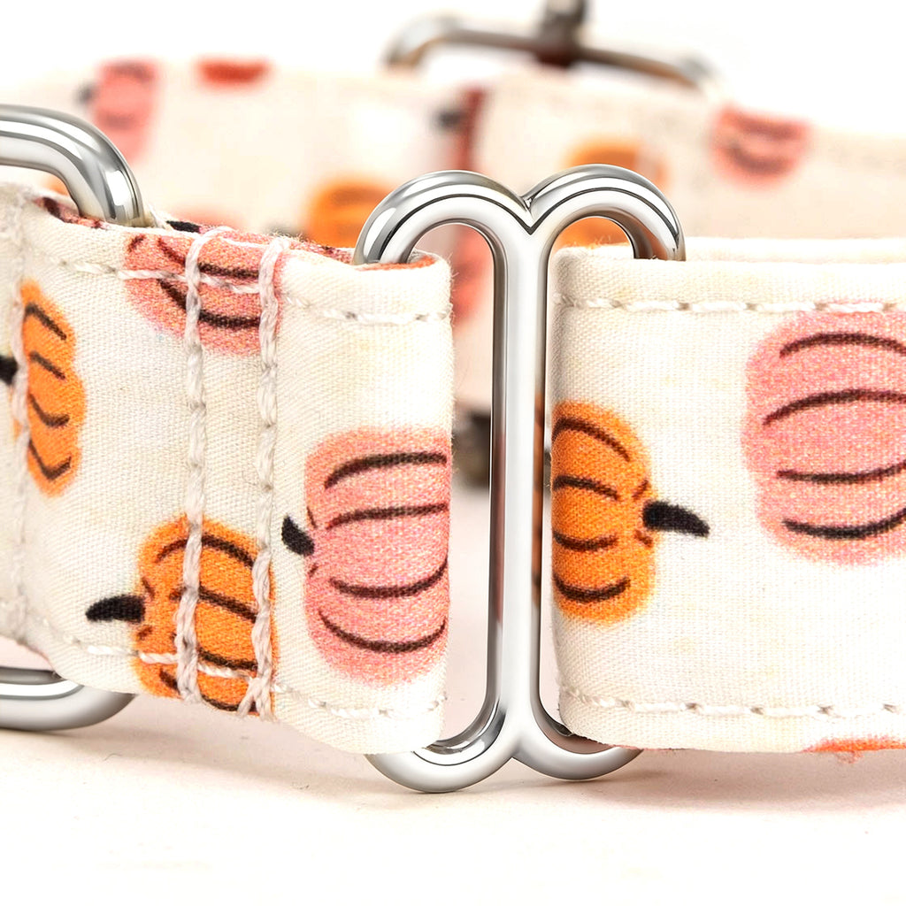 100% Cotton Martingale Dog Collar Silver Love Halloween detail