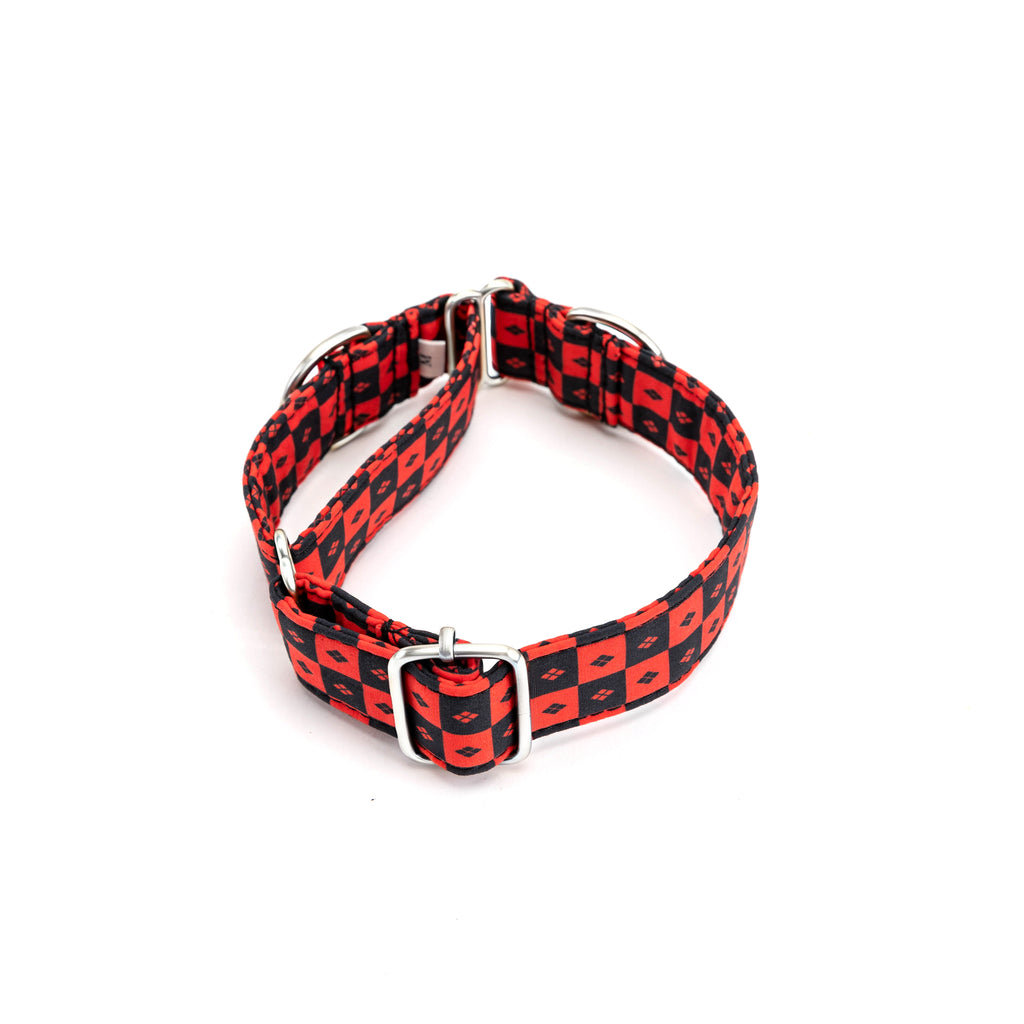 100% Cotton Martingale Dog Collar Silver Harley Quinn main