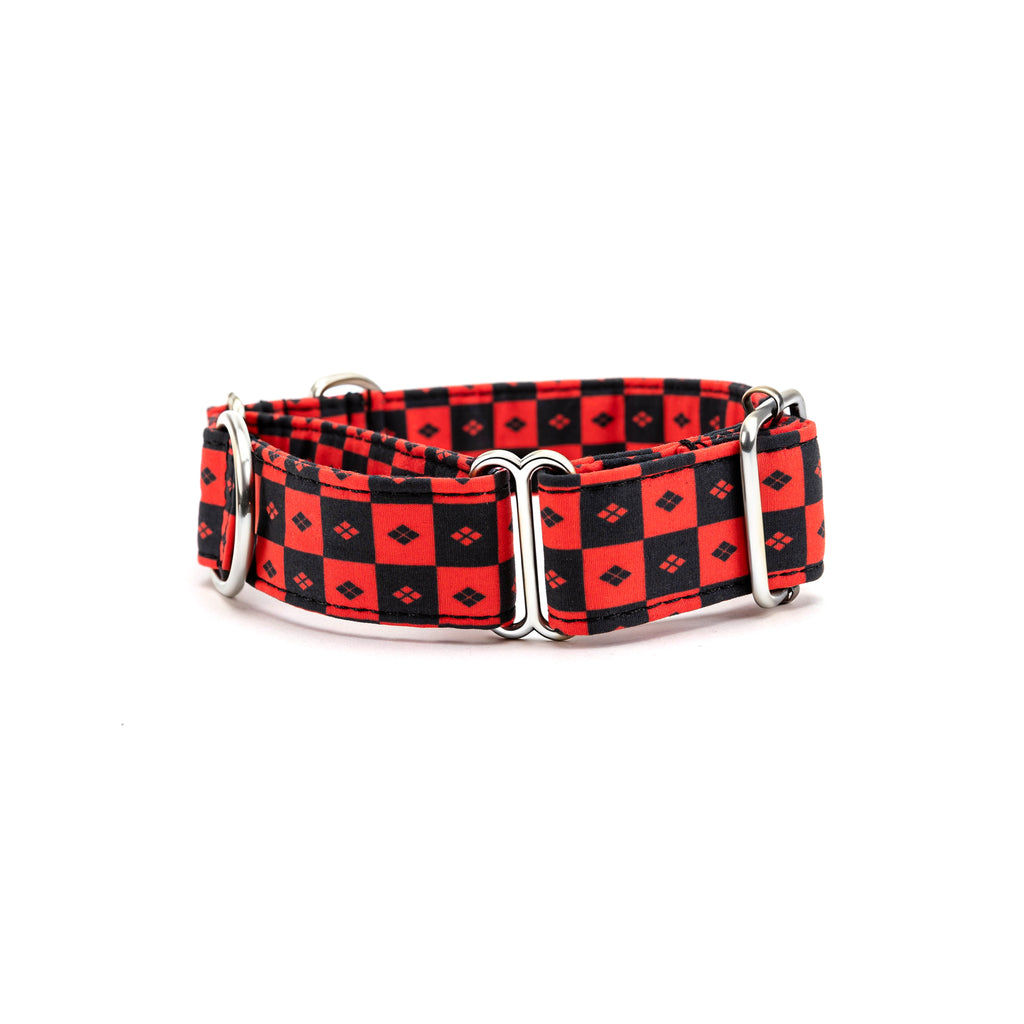 100% Cotton Martingale Dog Collar Silver Harley Quinn back