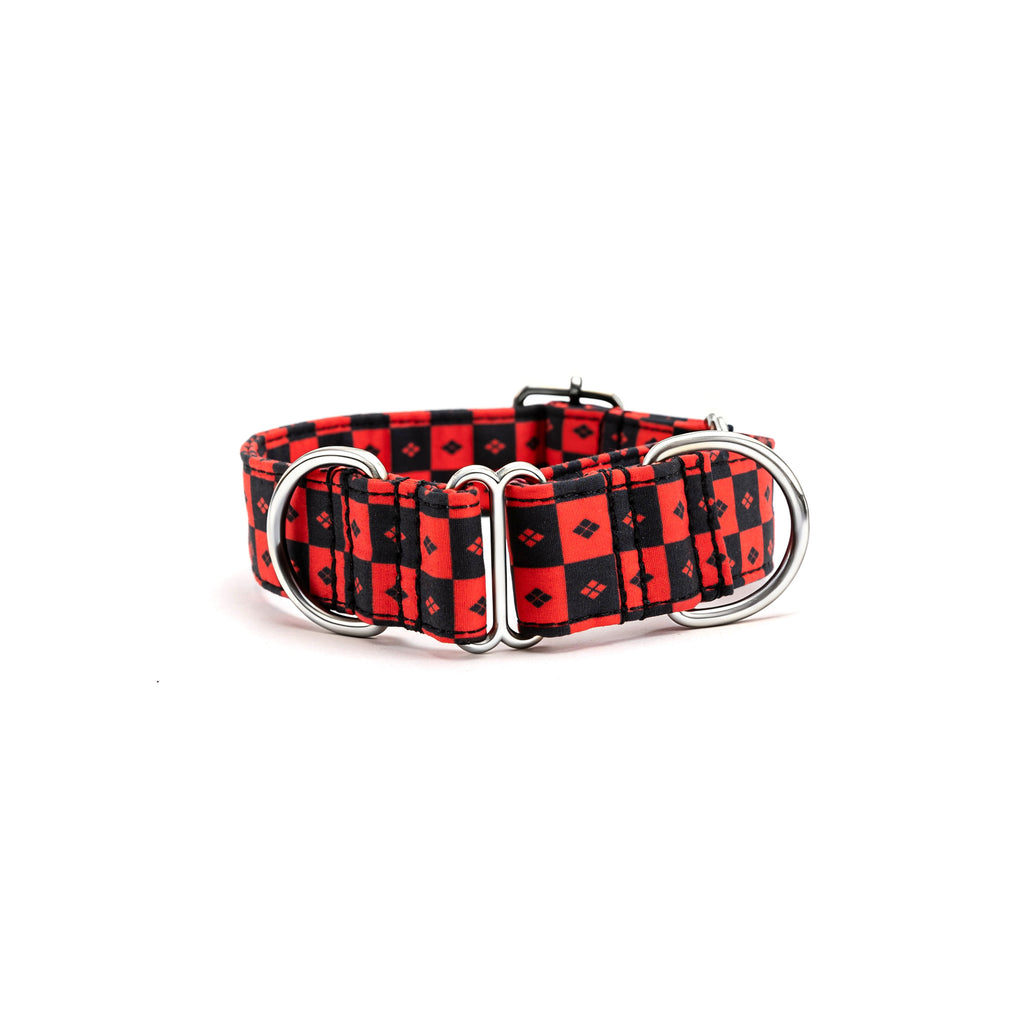 100% Cotton Martingale Dog Collar Silver Harley Quinn side