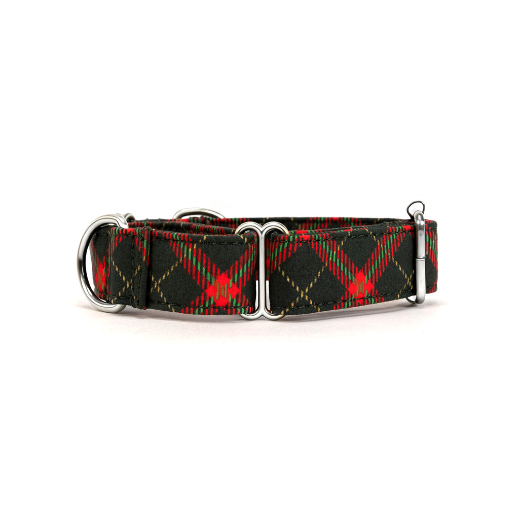 100% Cotton Martingale Dog Collar Silver Christmas Plaid side