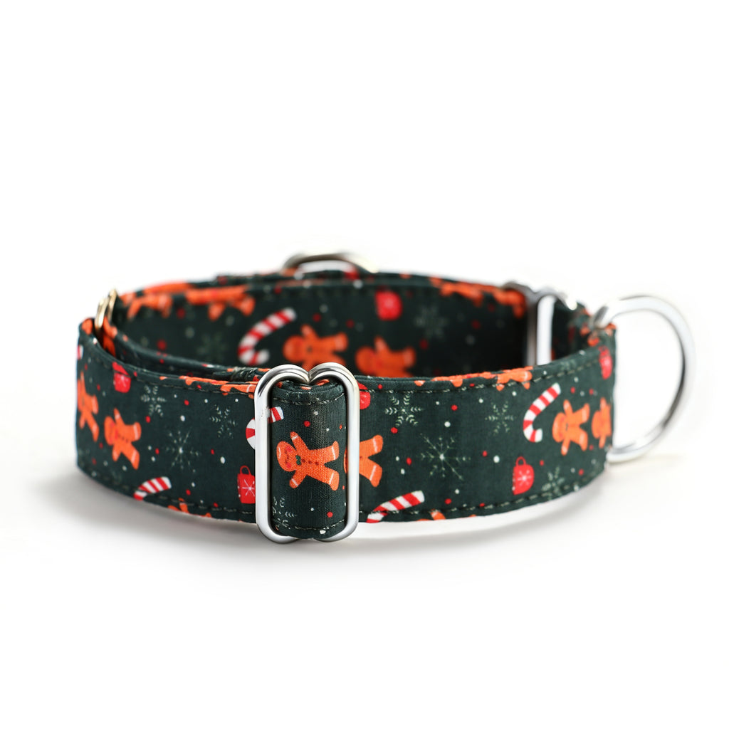 100% Cotton Martingale Dog Collar Silver Gingerbread Man back