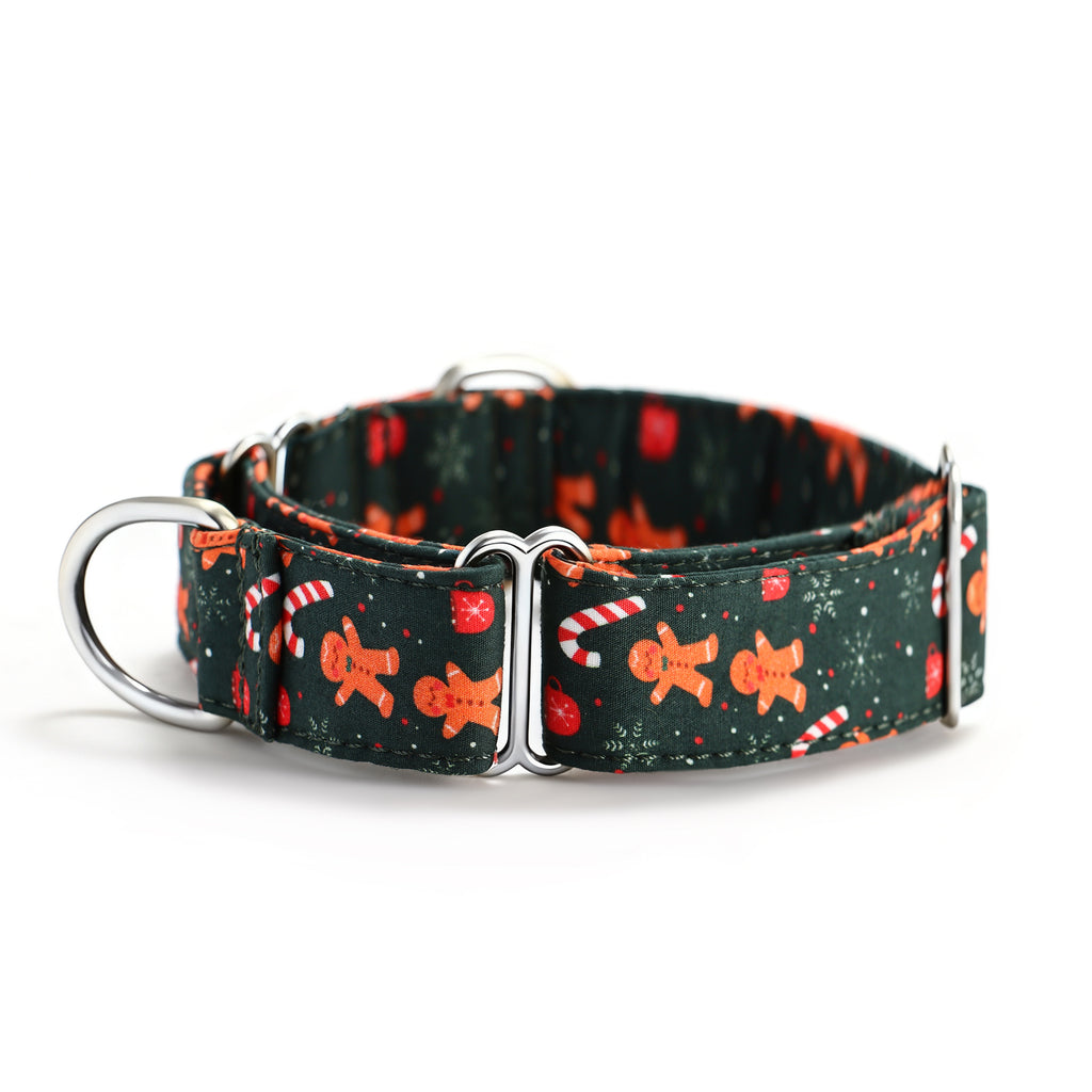 100% Cotton Martingale Dog Collar Silver Gingerbread Man side