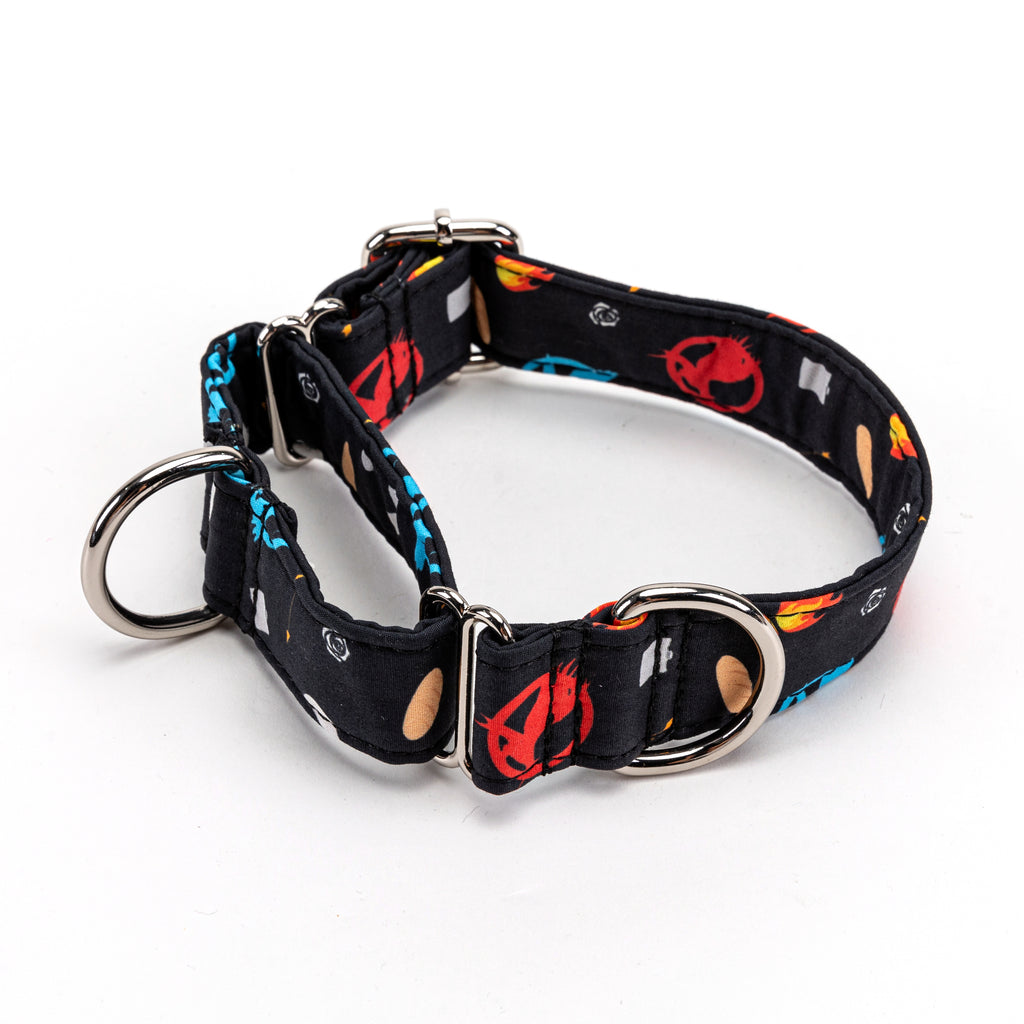 100% Cotton Martingale Dog Collar Silver Hunger games main
