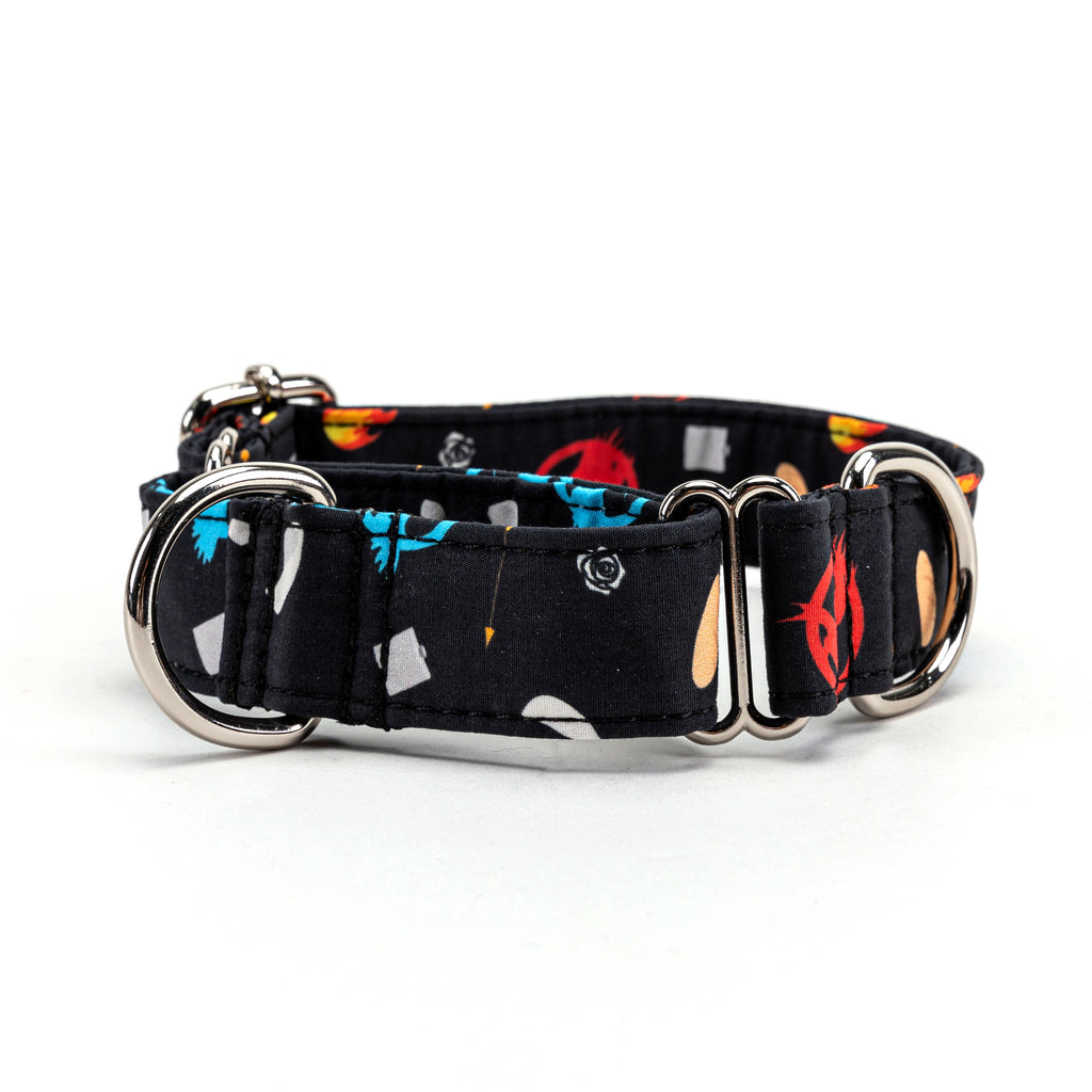 100% Cotton Martingale Dog Collar Silver Hunger games front