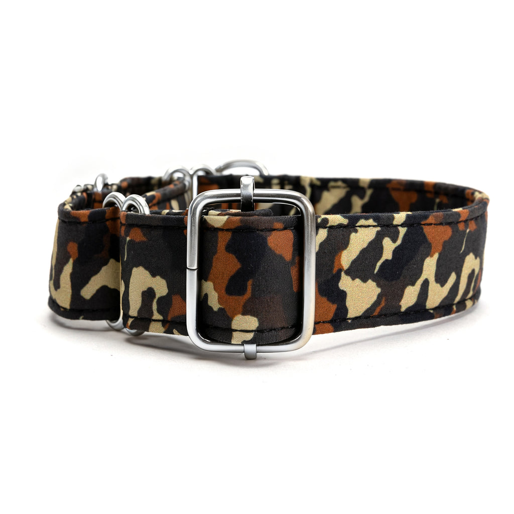 100% Cotton Martingale Dog Collar Silver Camo back