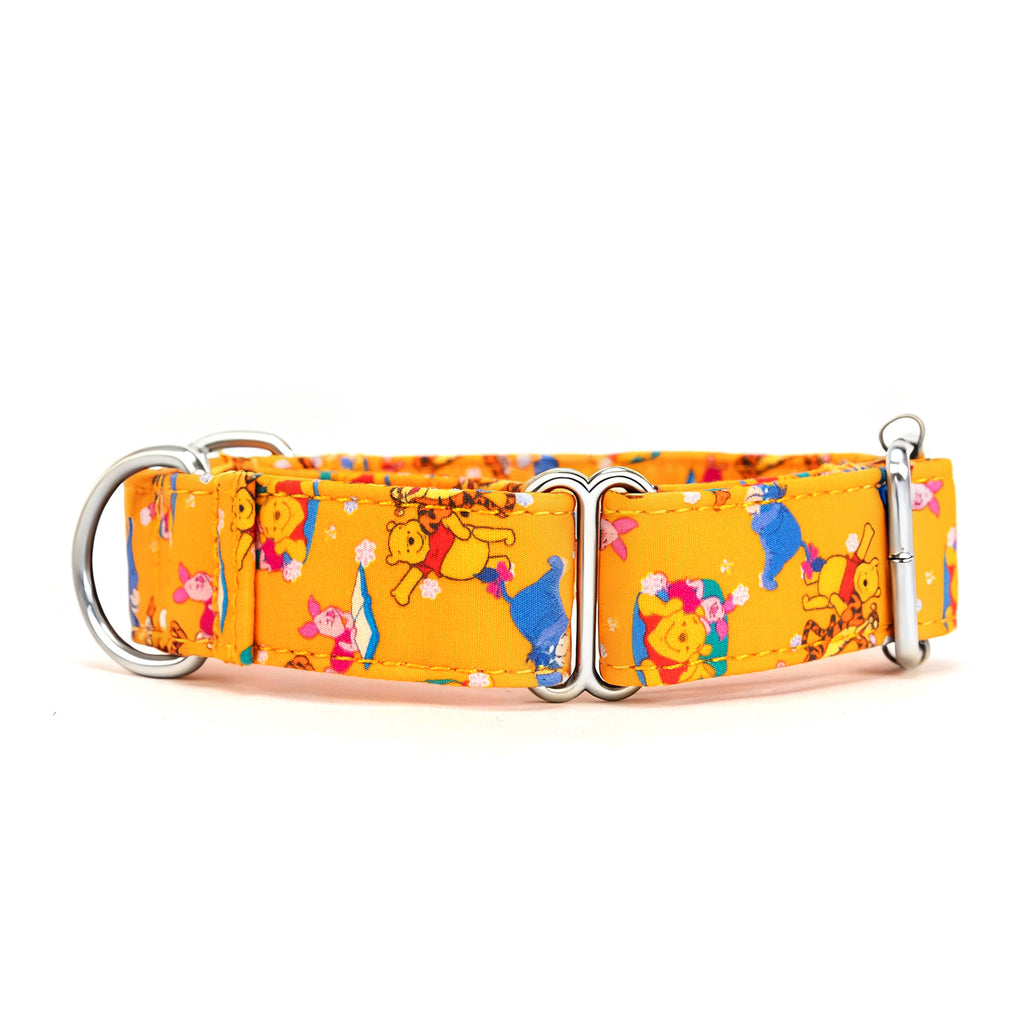 Winnie the Pooh Martingale Dog Collar Silver Hardware side