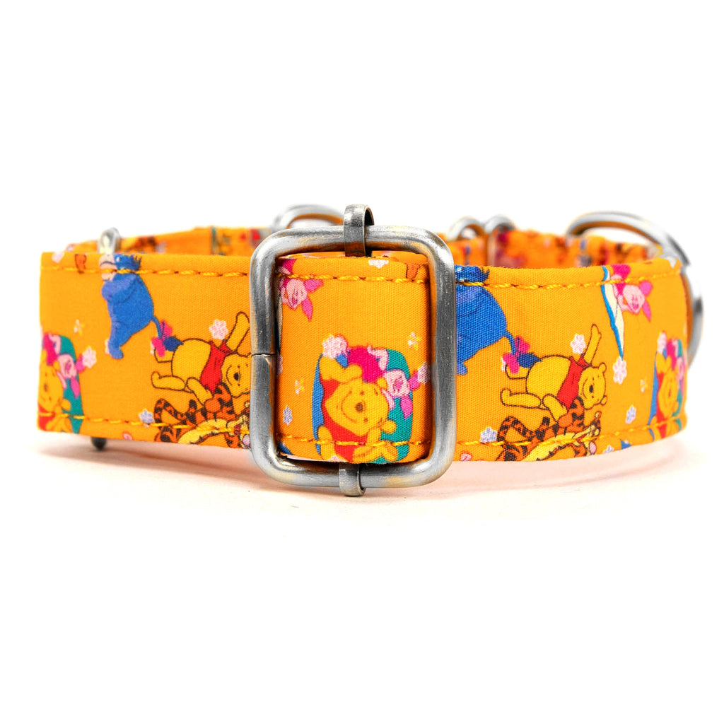 Winnie the Pooh Martingale Dog Collar Silver Hardware back