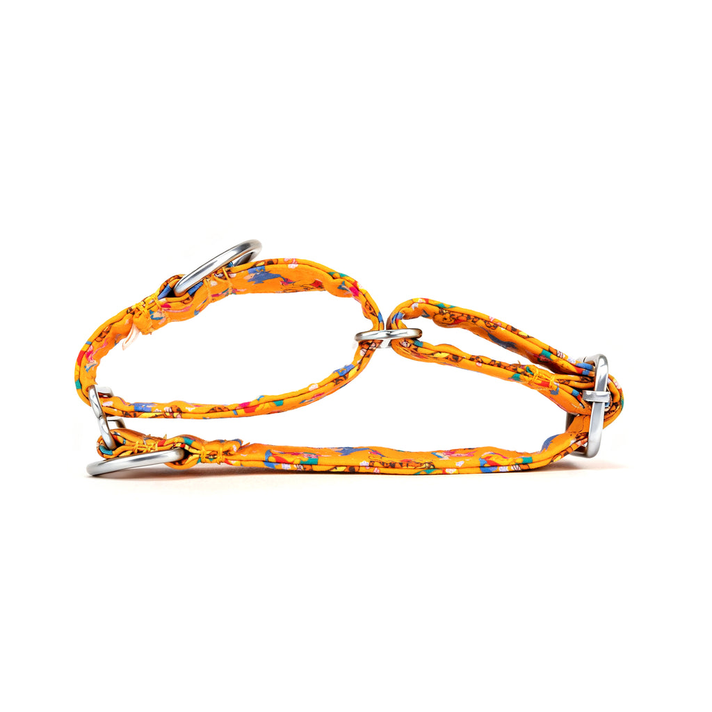 Winnie the Pooh Martingale Dog Collar Silver Hardware folded