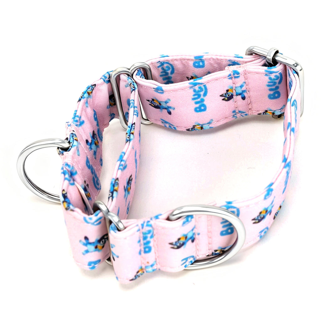 100% Cotton Martingale Dog Collar Silver Bluey main