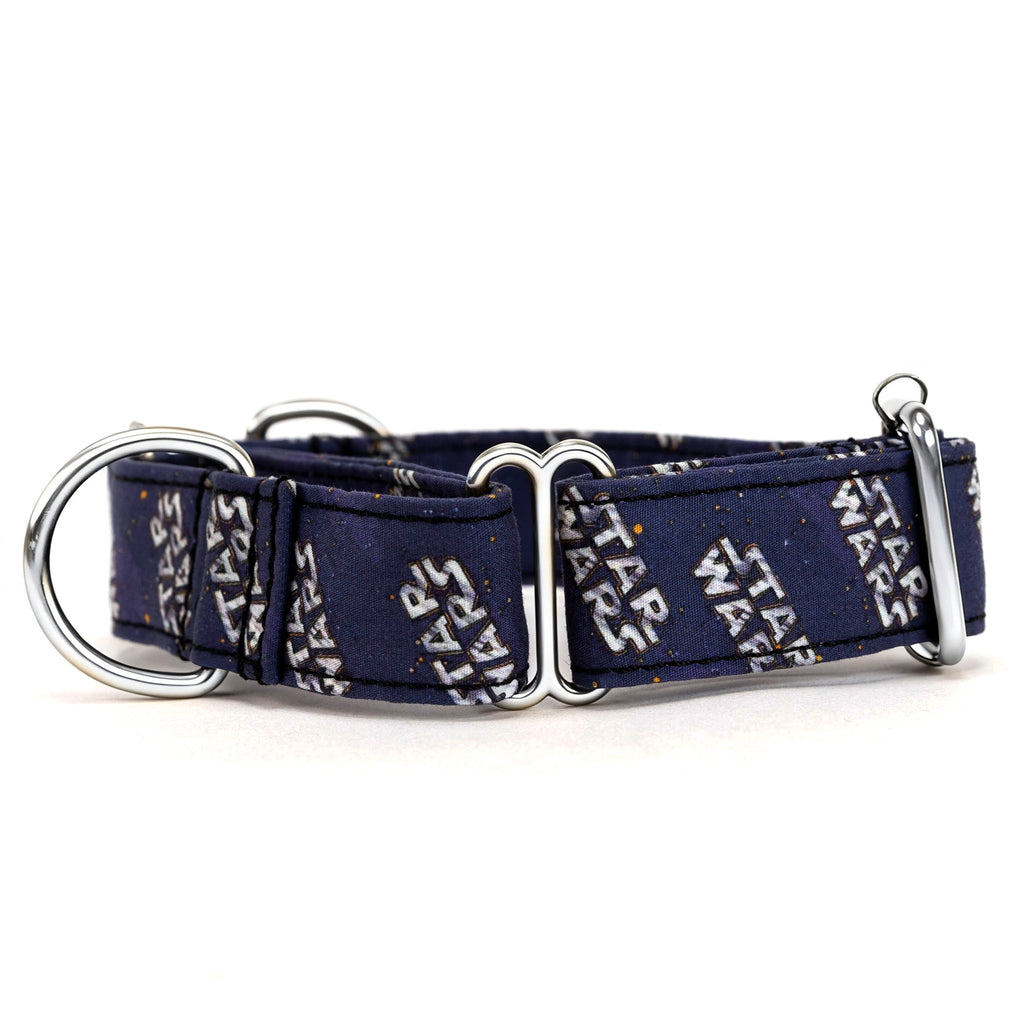 100% Cotton Martingale Dog Collar Silver Star Wars side