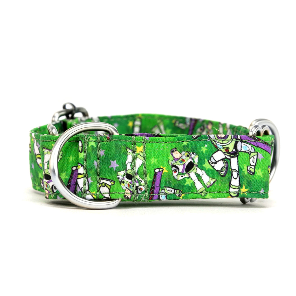 100% Cotton Martingale Dog Collar Silver Buzz Lightyear front