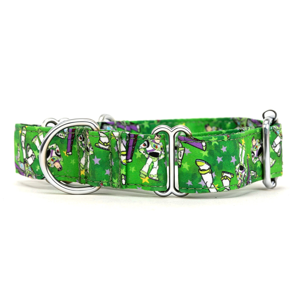 100% Cotton Martingale Dog Collar Silver Buzz Lightyear side