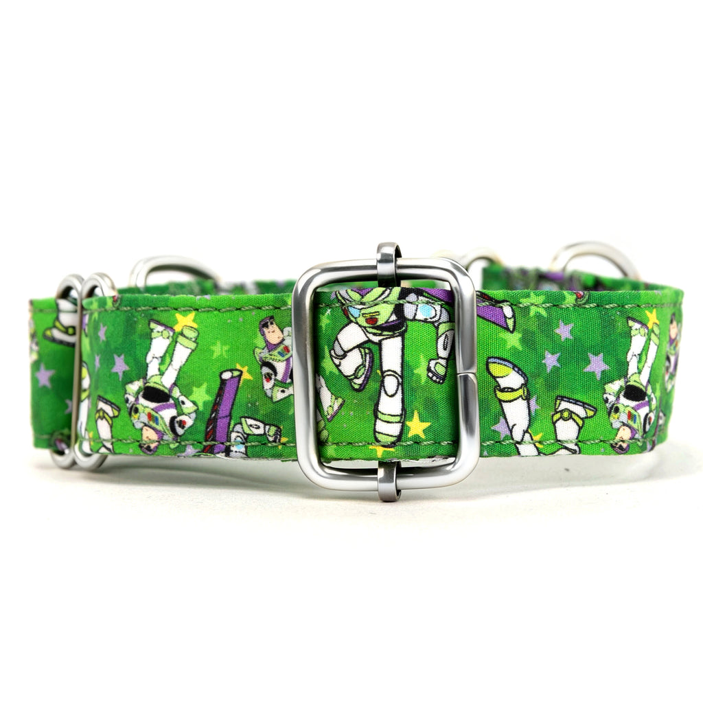 100% Cotton Martingale Dog Collar Silver Buzz Lightyear back