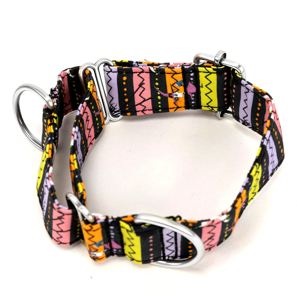 100% Cotton Martingale Dog Collar Silver The nightmare before Christmas main