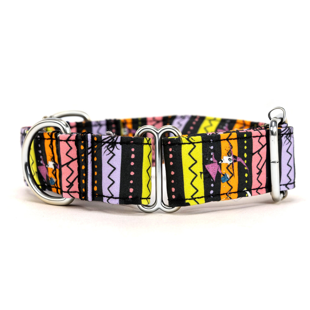 100% Cotton Martingale Dog Collar Silver The nightmare before Christmas side