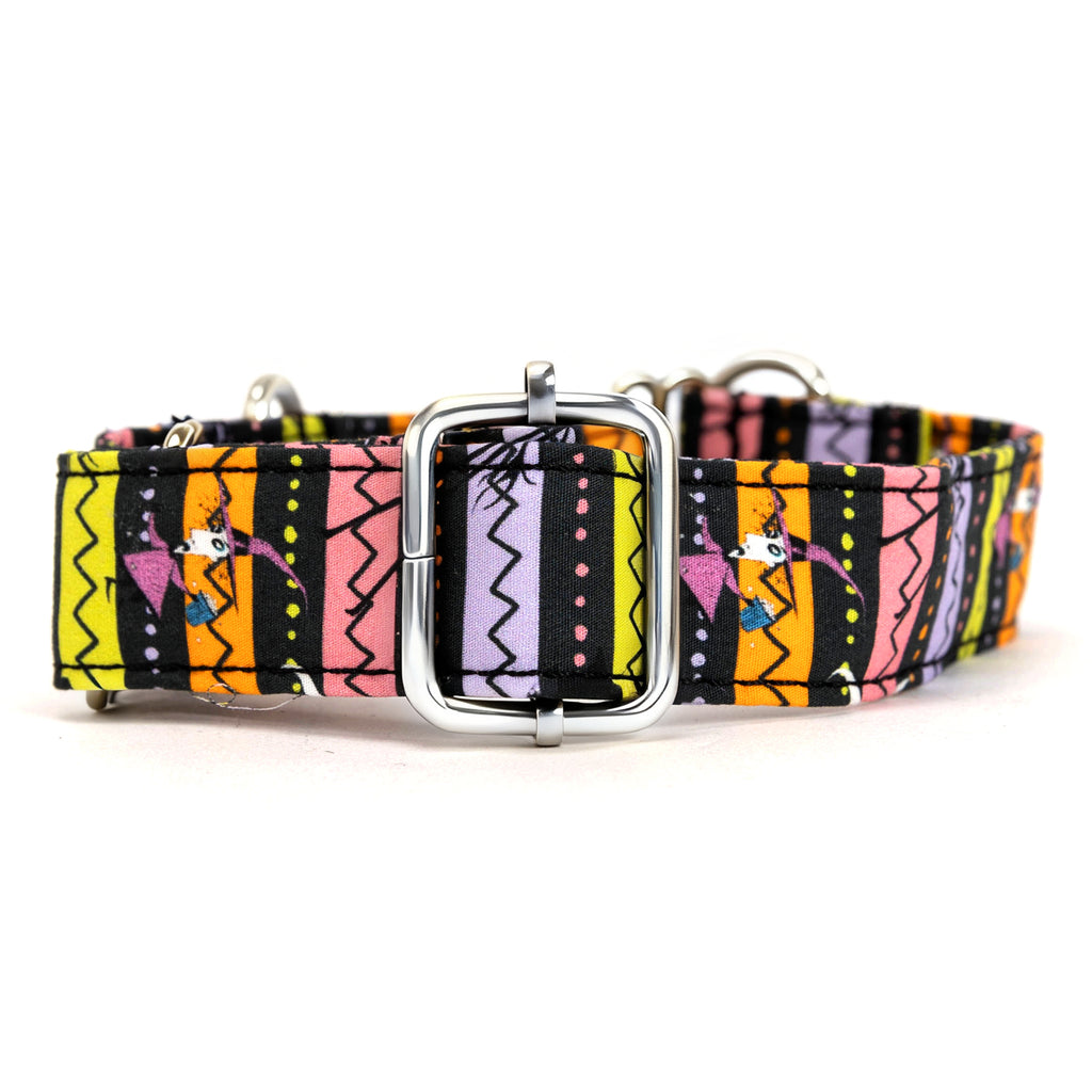100% Cotton Martingale Dog Collar Silver The nightmare before Christmas back