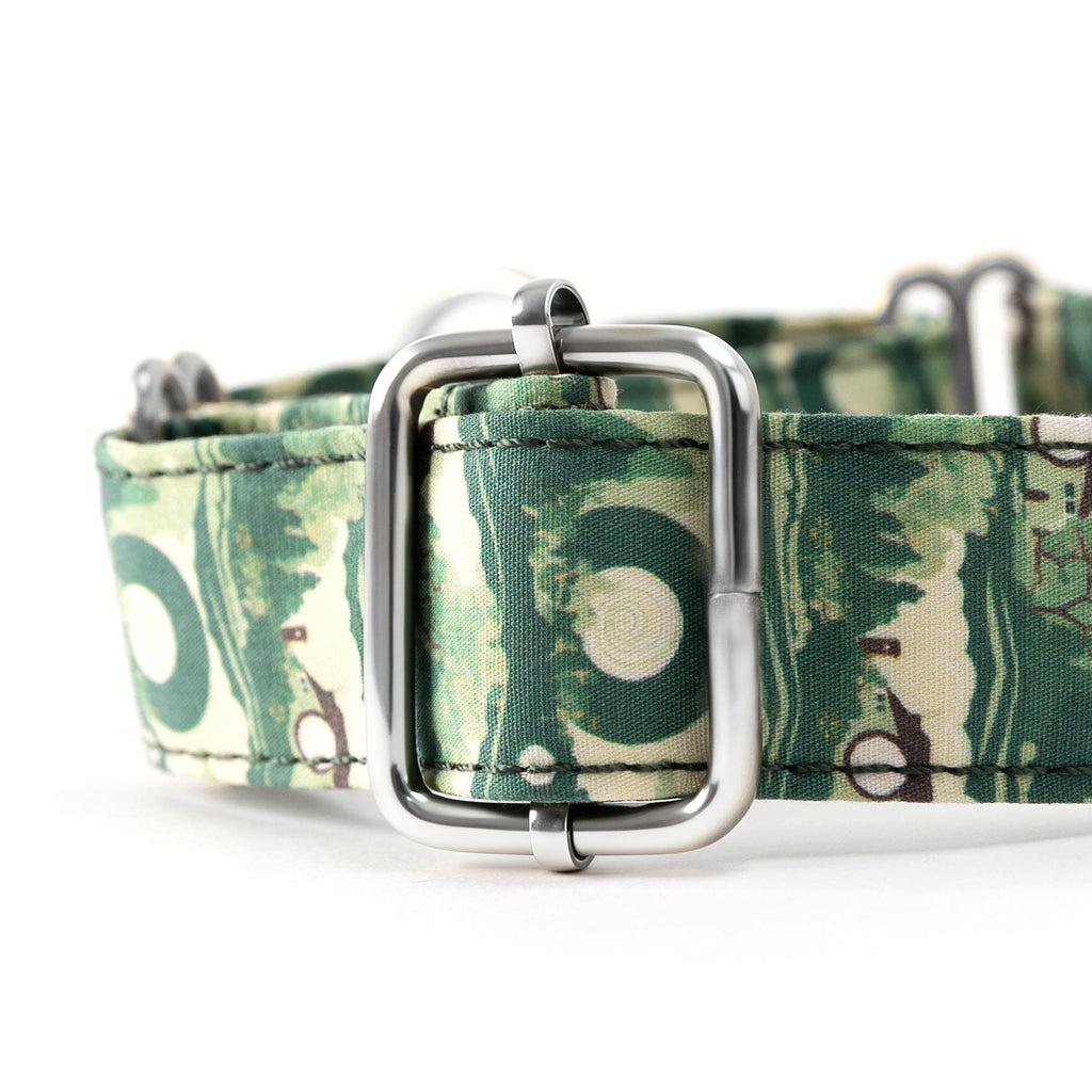 100% Cotton Martingale Dog Collar Silver The Shire LOTR hardware