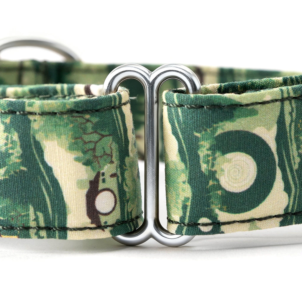 100% Cotton Martingale Dog Collar Silver The Shire LOTR detail