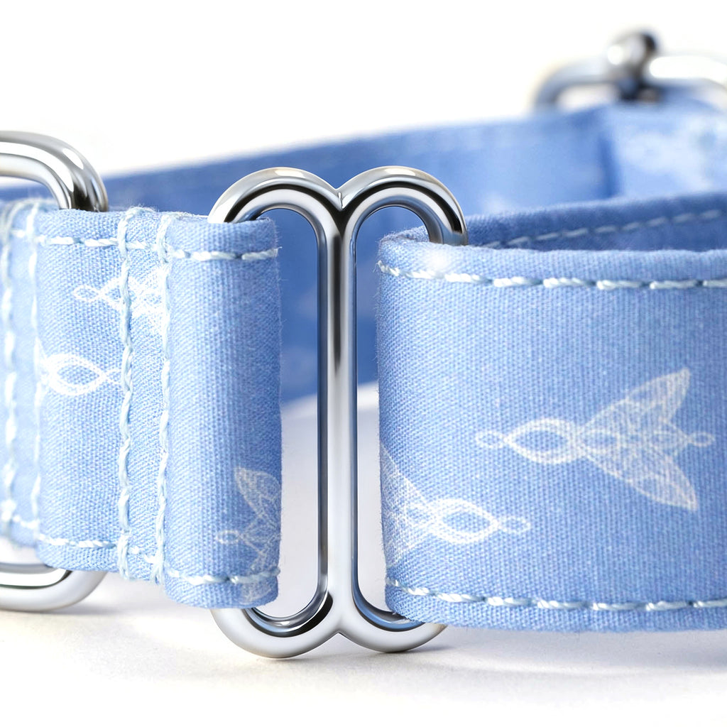 100% Cotton Martingale Dog Collar Silver Arwin Evenstar LOTR detail
