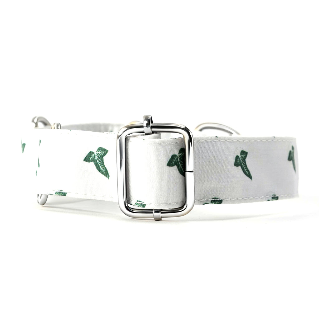 100% Cotton Martingale Dog Collar Silver Elven Leaf LOTR back