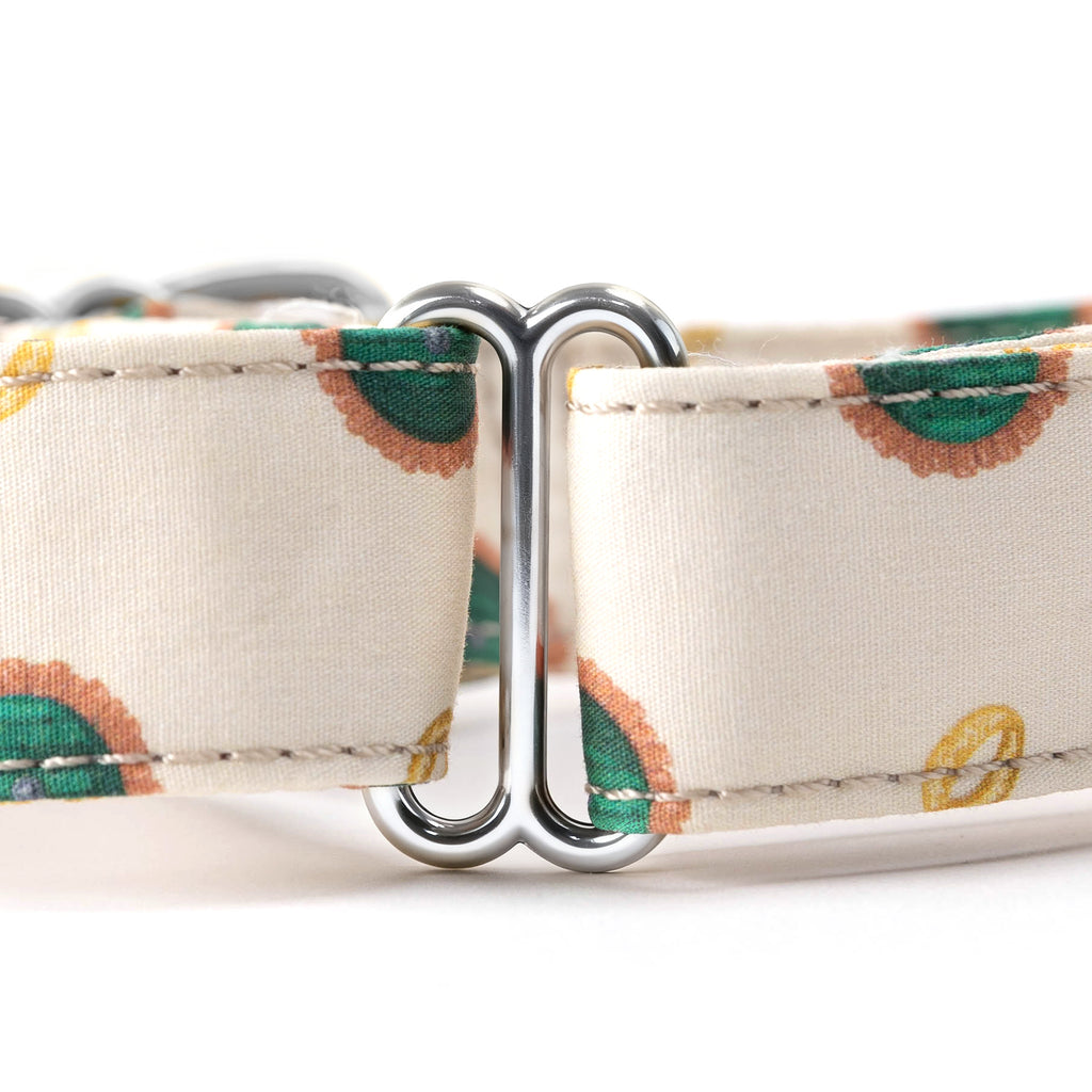 100% Cotton Martingale Dog Collar Silver The Hobbit LOTR detail