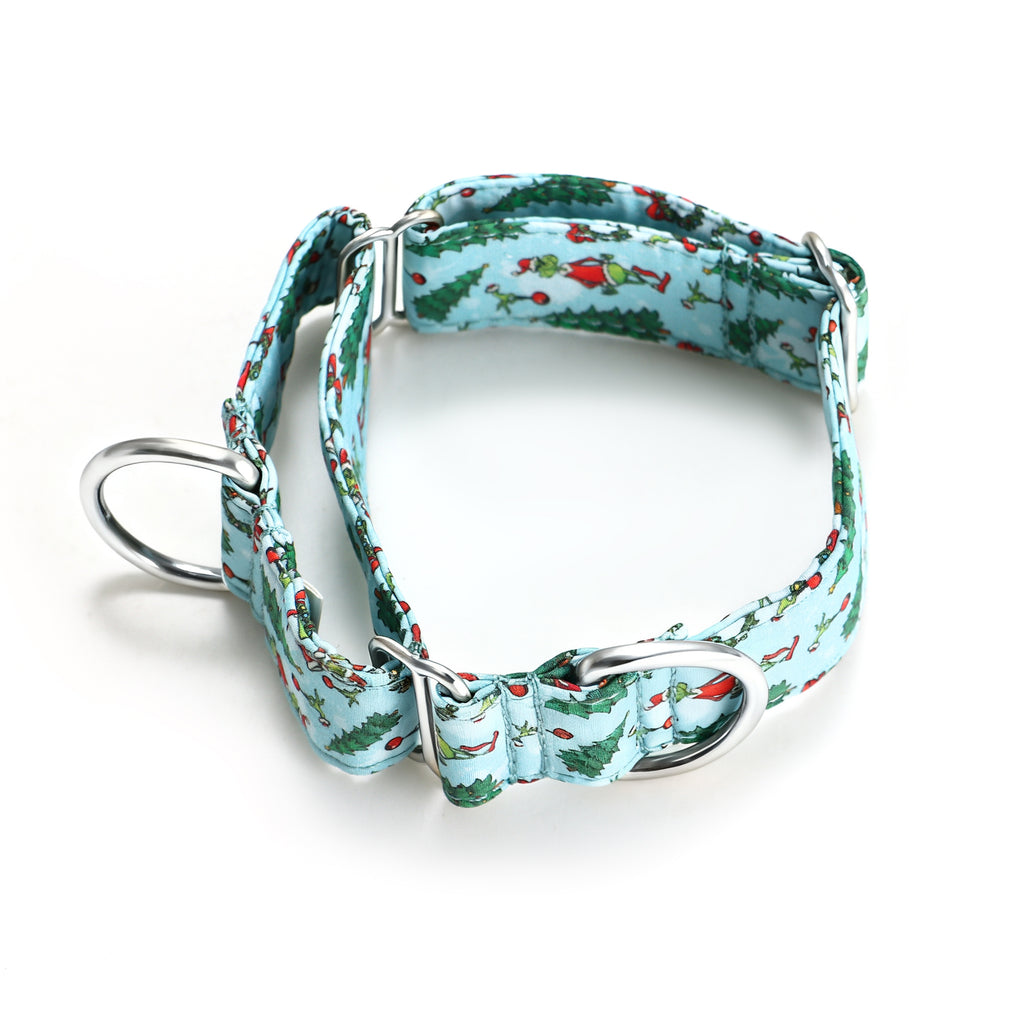 100% Cotton Martingale Dog Collar Silver The Grinch main