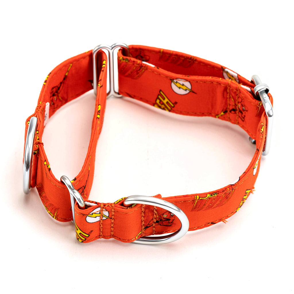 100% Cotton Martingale Dog Collar Silver The Flash main
