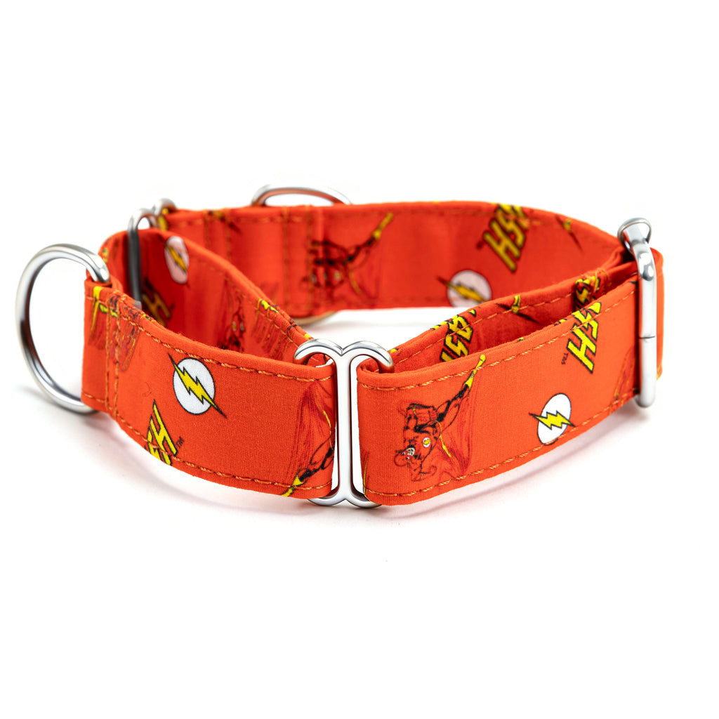 100% Cotton Martingale Dog Collar Silver The Flash side