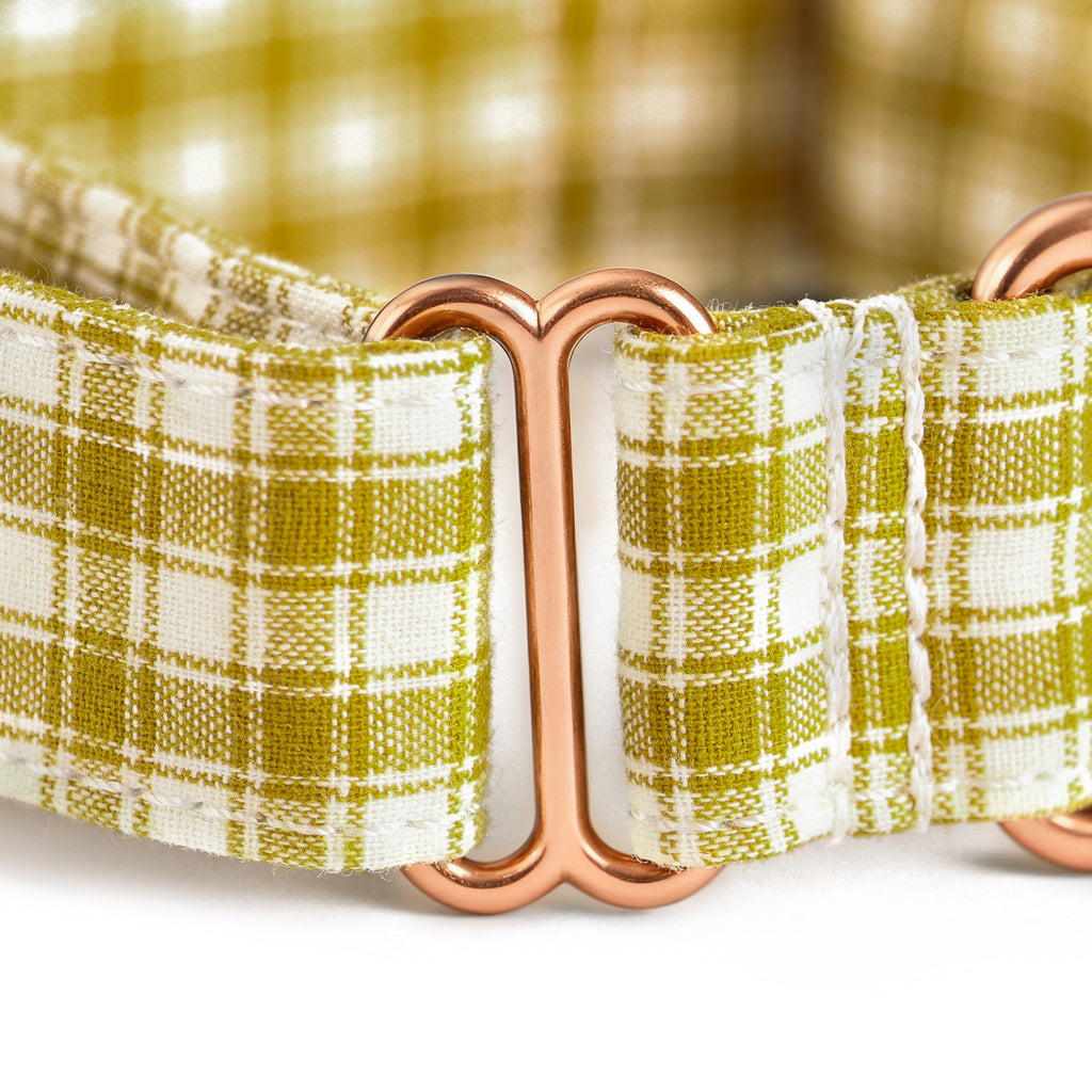 100% Cotton Martingale Dog Collar  Gingham Yellow detail