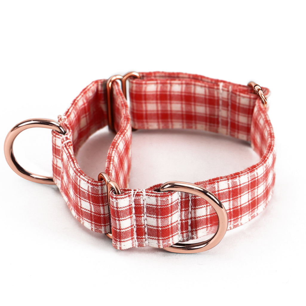 100% Cotton Martingale Dog Collar  Gingham Orange main