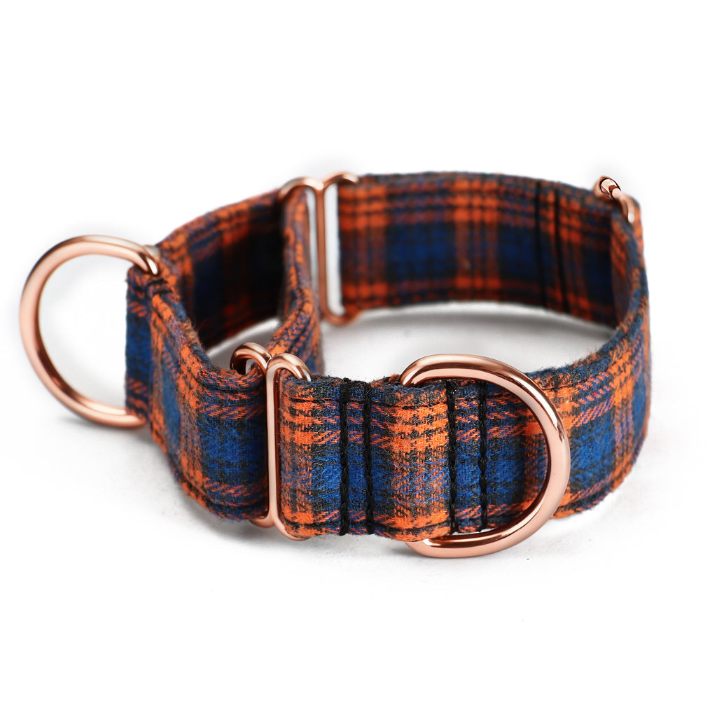 100% Cotton Martingale Dog Collar MacDonald Orange & Blue main