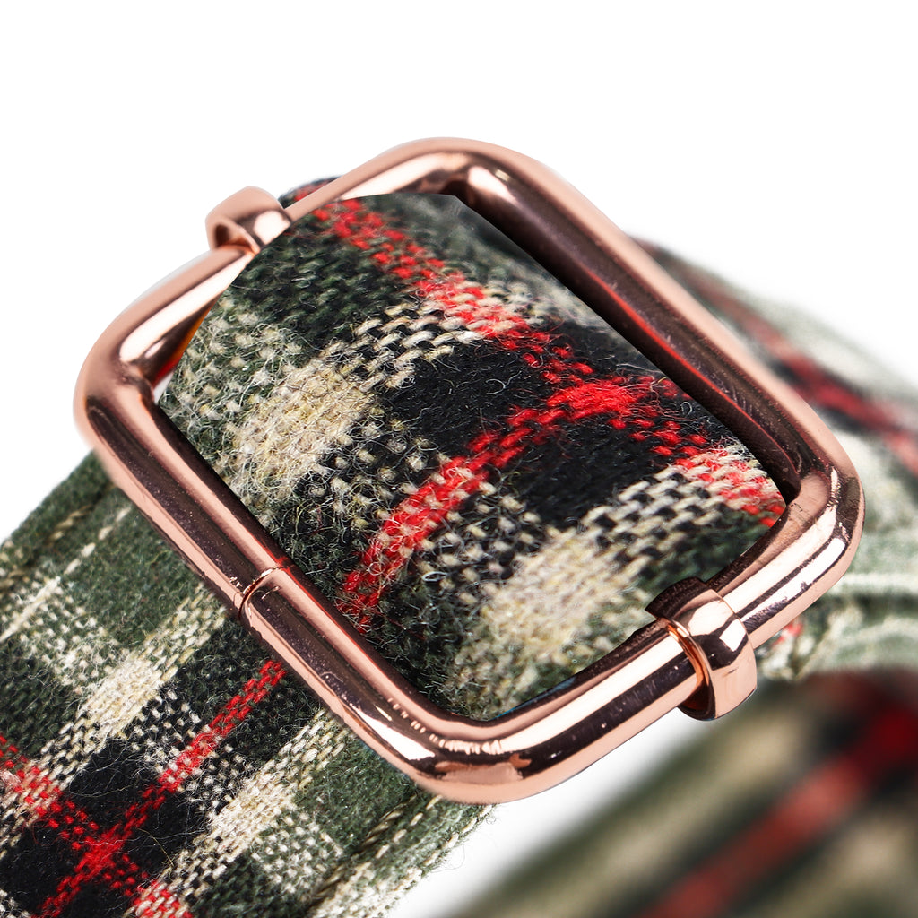 100% Cotton Martingale Dog Collar  MacPherson Hunting Green hardware