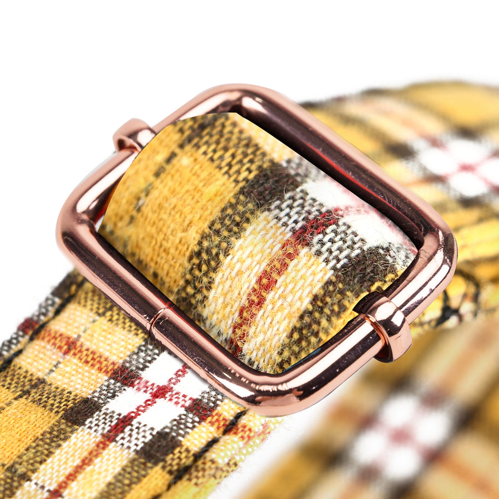 100% Cotton Martingale Dog Collar  MacPherson Hunting Yellow hardware