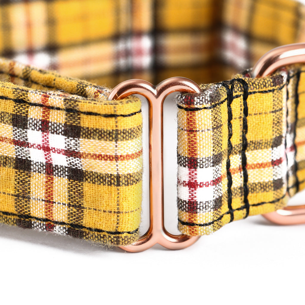 100% Cotton Martingale Dog Collar  MacPherson Hunting Yellow detail