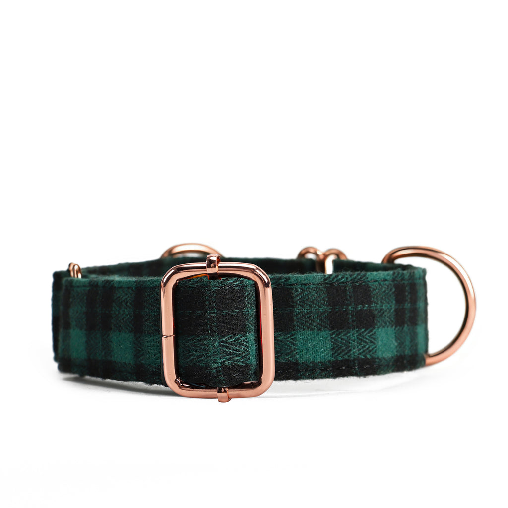 100% Cotton Martingale Dog Collar  Black Watch Army front