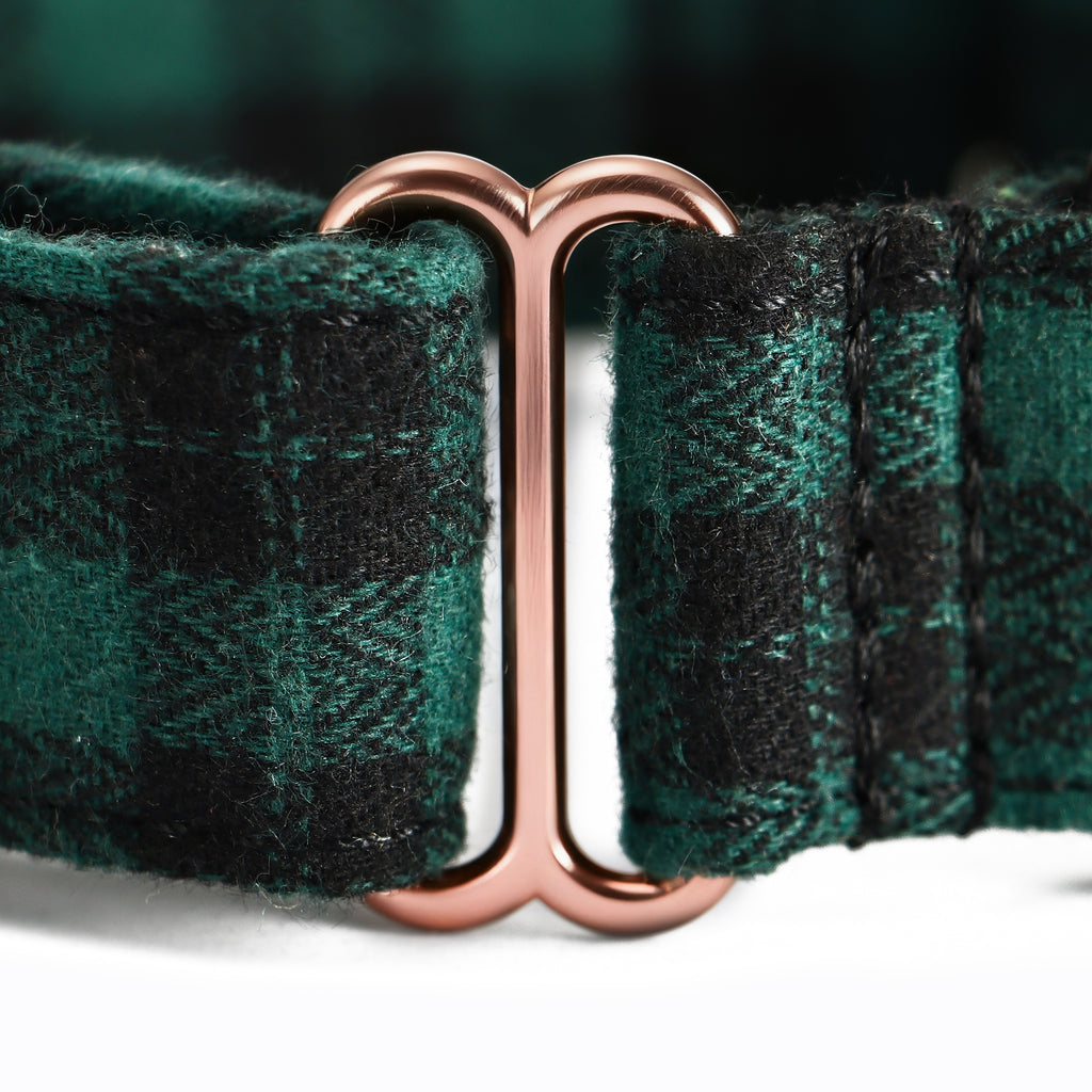 100% Cotton Martingale Dog Collar  Black Watch Army detail