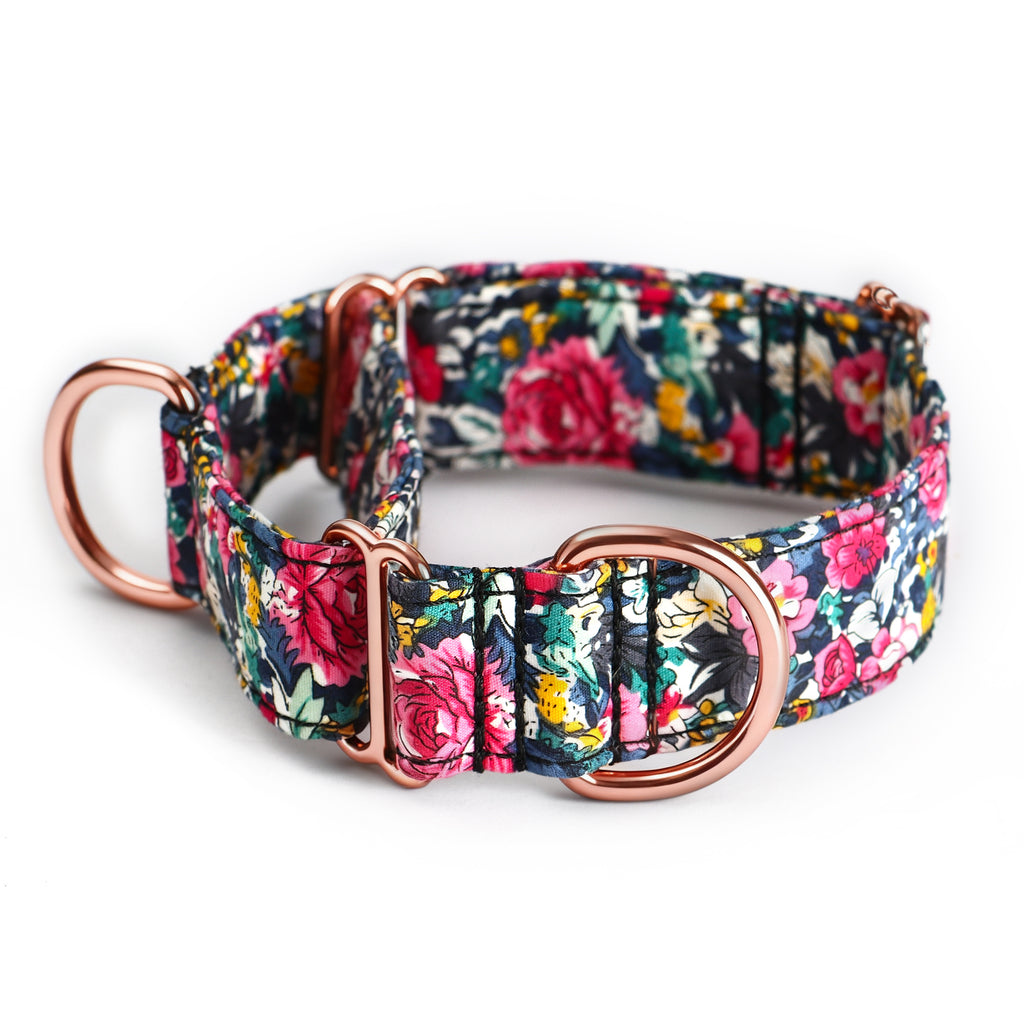 100% Cotton Martingale Dog Collar  Blossom Blue main
