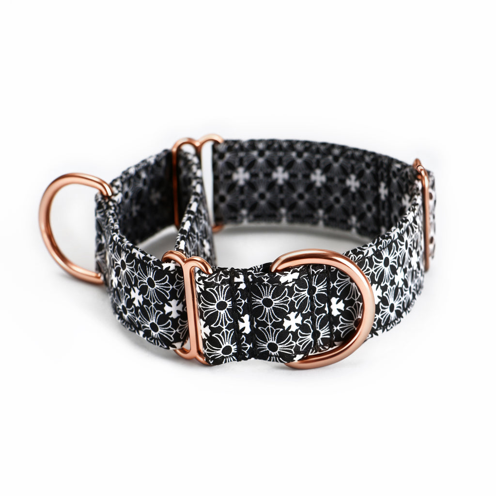 100% Cotton Martingale Dog Collar  Hearts Black main